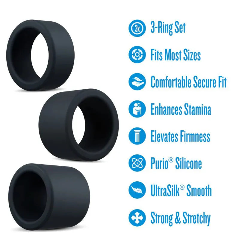 Performance Plus Accelerate (Black) – Versatile 3-Ring Set Enhancer > Cock Ring > Sets - Tophatter Daily Deals