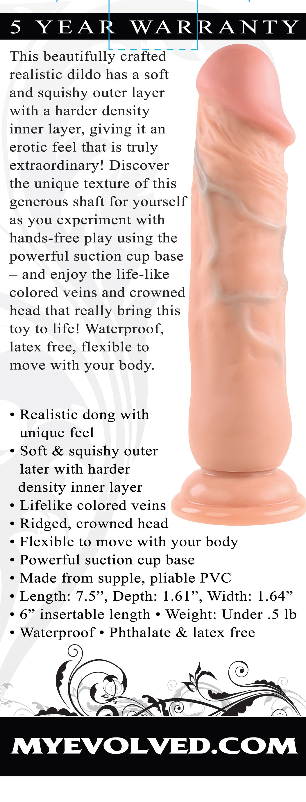Evolved Realistic Dong – 7 Inch Realistic Dong > Dildos > Realistic Dildos - Tophatter Daily Deals