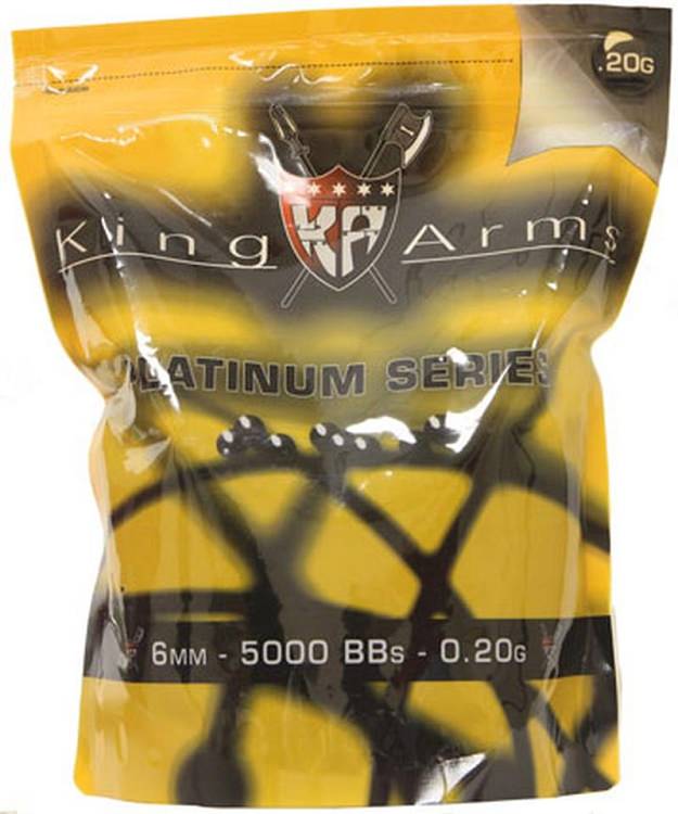 5000 Count King Arms Platinum Series Seamless Black .20g 6mm Airsoft BBs Collectible Weapons - Tophatter Daily Deals