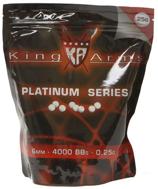0.25g King Arms Platinum Series Seamless Airsoft 6MM White BBs - 4000rd Bag - TOPHATTER'S ARMORY DEALS Collectible Weapons - Tophatter Daily Deals