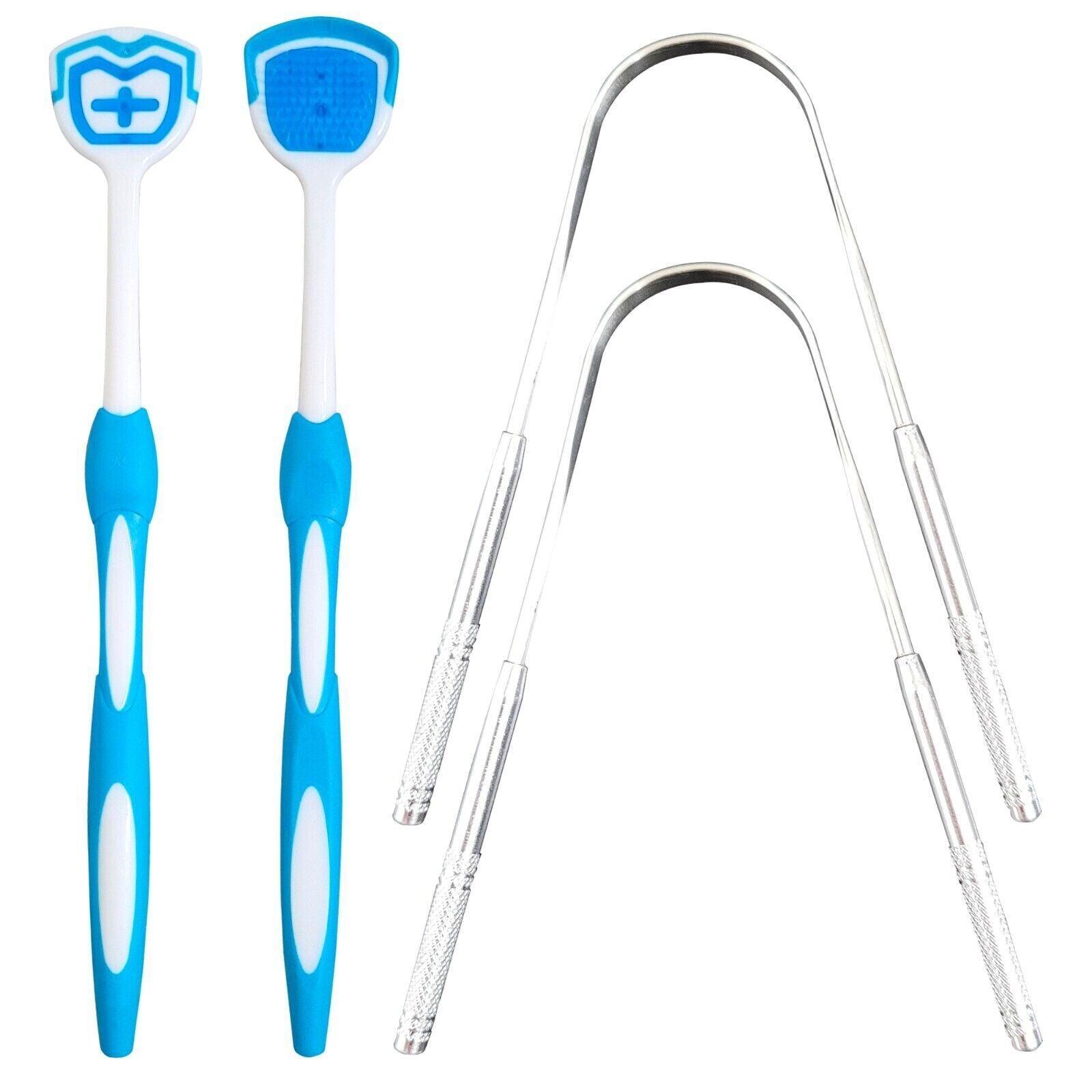 Best Tongue Scraper UK - 4pk Tongue Scraper Tounge Brush Cleaning Cleaner Dental Hygiene Oral Care Steel Exercise & Fitness - Tophatter Daily Deals