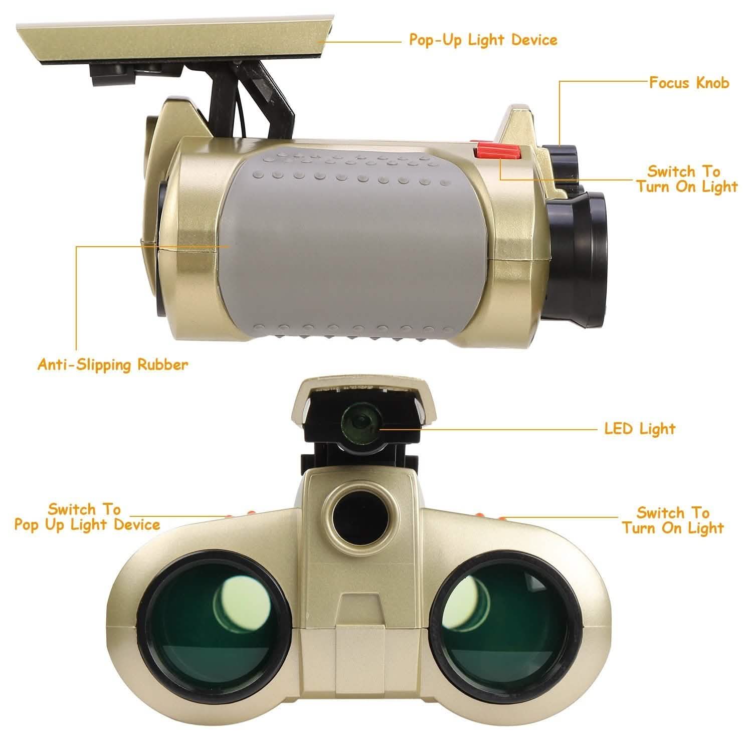 4x30 Kid Toy Night Vision Binoculars with Pop-Up LED Light Toys & Games - Tophatter Daily Deals