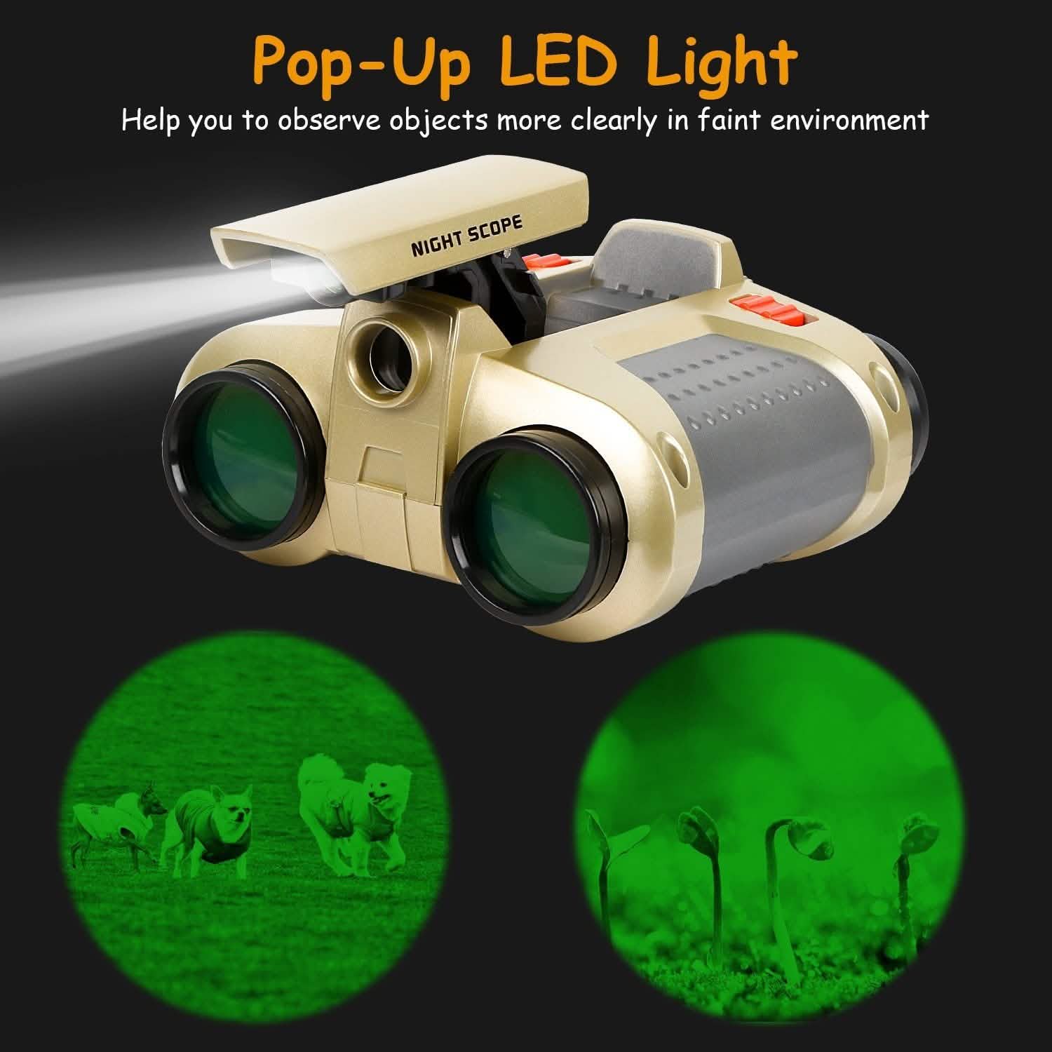 4x30 Kid Toy Night Vision Binoculars with Pop-Up LED Light Toys & Games - Tophatter Daily Deals