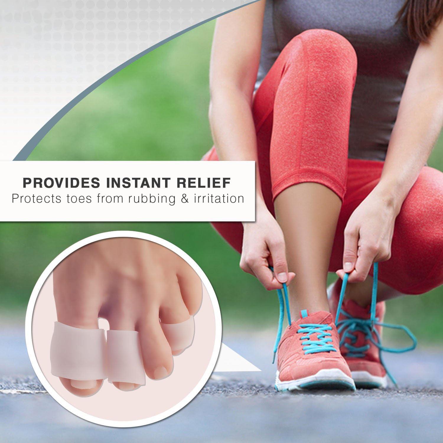 Gel Toe Protector - 4 X Silicone Toe Protectors Foot Bunion Blister Pain Relief Separator Tube Exercise & Fitness - Tophatter Daily Deals