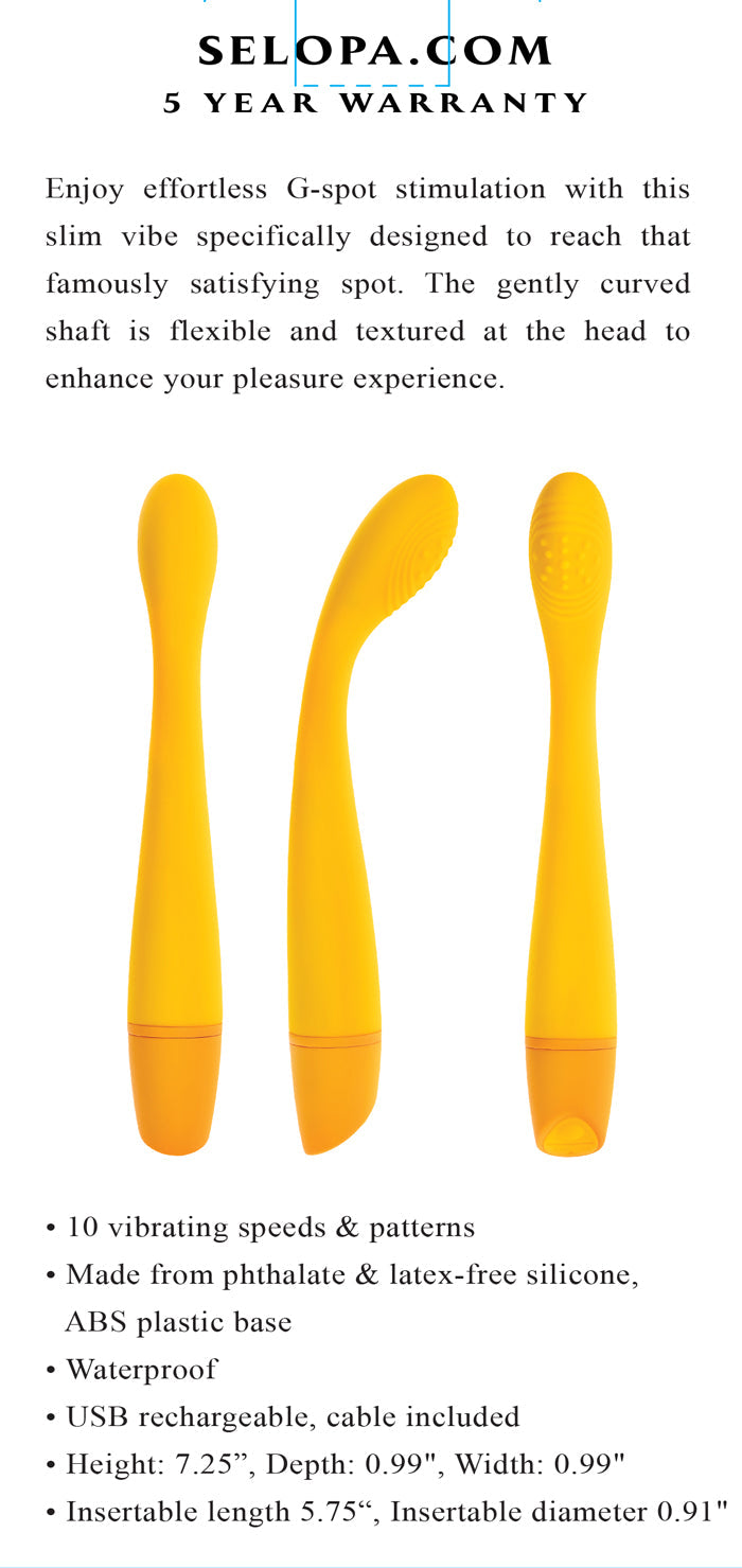 Selopa LEMON SQUEEZE Slim Vibe 18.4cm Waterproof Toy > Sex Toys For Ladies > G-Spot Vibrators - Tophatter Daily Deals