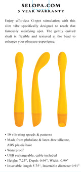 Selopa LEMON SQUEEZE Slim Vibe 18.4cm Waterproof Toy > Sex Toys For Ladies > G-Spot Vibrators - Tophatter Daily Deals