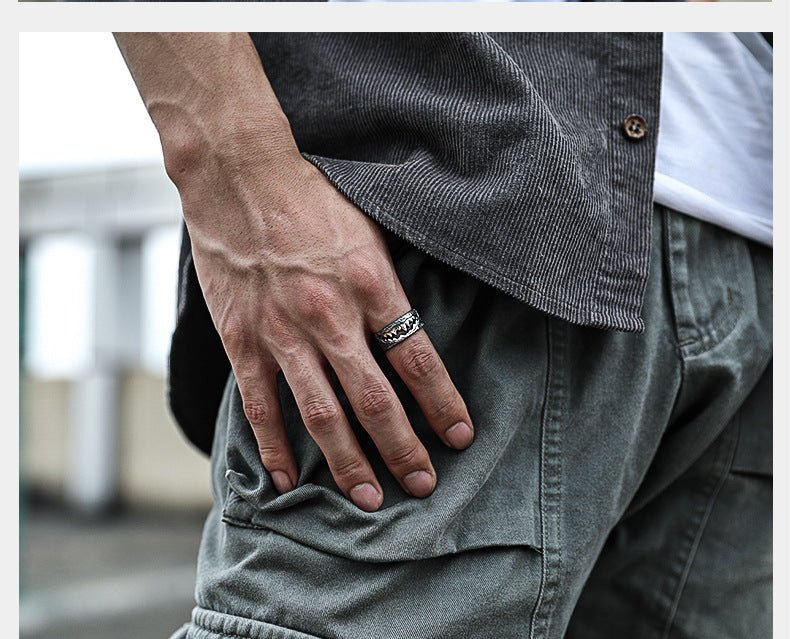 Venom Pure Handmade Mens Silver Plated Brass Adjustable Ring Punk Biker Jewelry EDC Gadgets - Tophatter Daily Deals