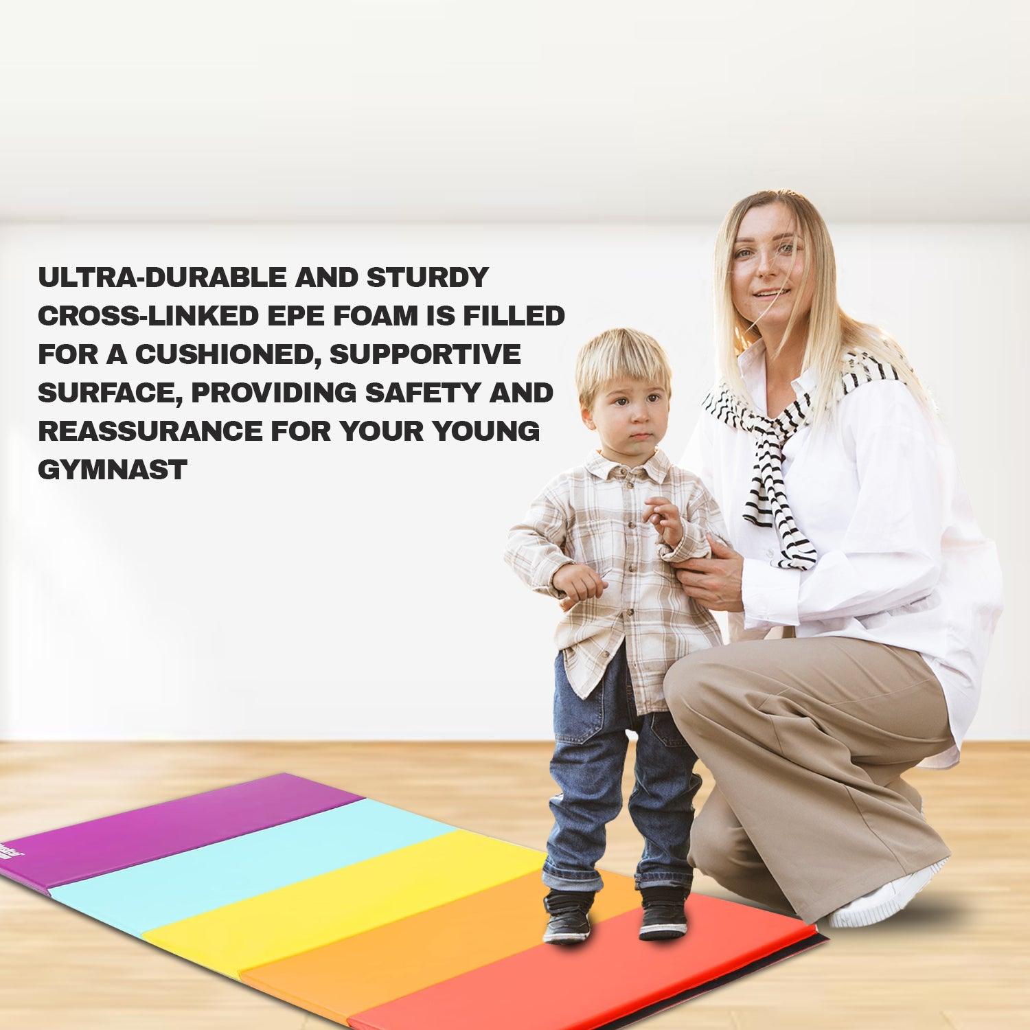 Thick Exercise Mat - 5-panel Folding Gymnastics Tumbling Mat With Carrying Handles Exercise & Fitness - Tophatter Daily Deals