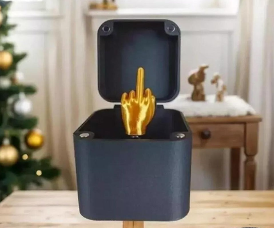 The Annoying Present with Middle Finger in A Box Gift Box with Screws Prank Surprise Pop-Up Novelty Funny Gifts for Adult Toys Pop Up Box 8x8x10cm - Tophatter Daily Deals