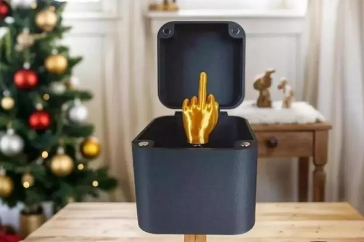 The Annoying Present with Middle Finger in A Box Gift Box with Screws Prank Surprise Pop-Up Novelty Funny Gifts for Adult Toys - Tophatter Daily Deals