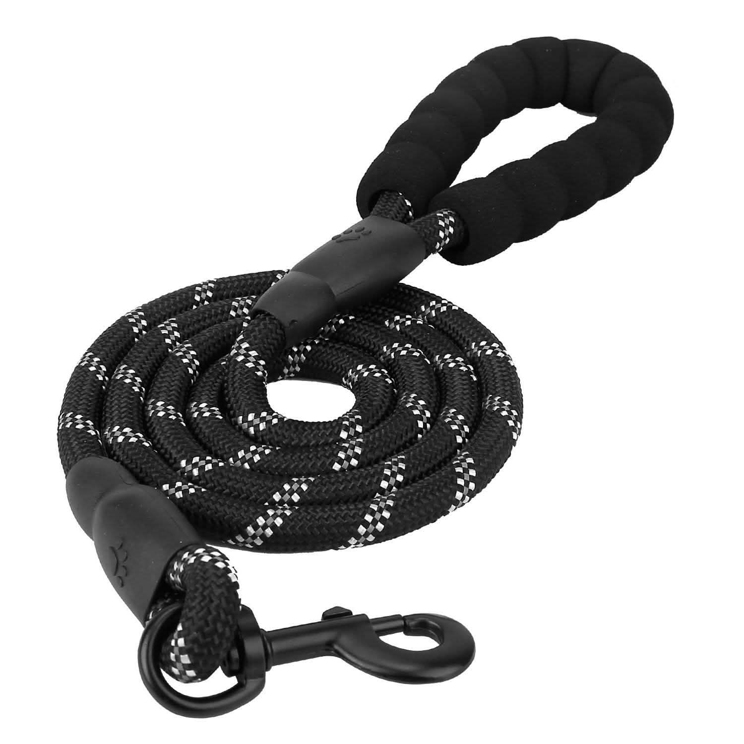 5 Ft. Dog Leash with Foam Handle Black Pet Supplies - Tophatter Daily Deals