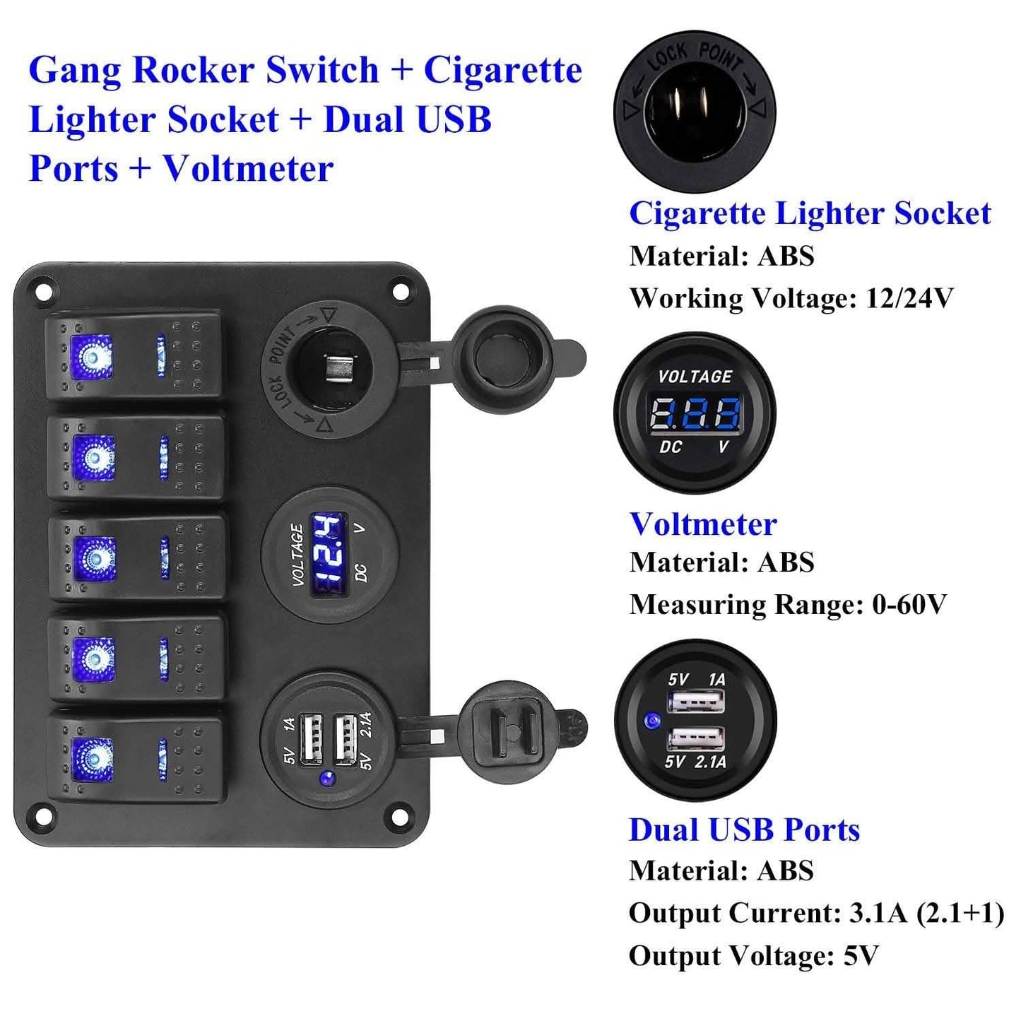 5 Gang Marine Panel Switch Automotive - Tophatter Daily Deals