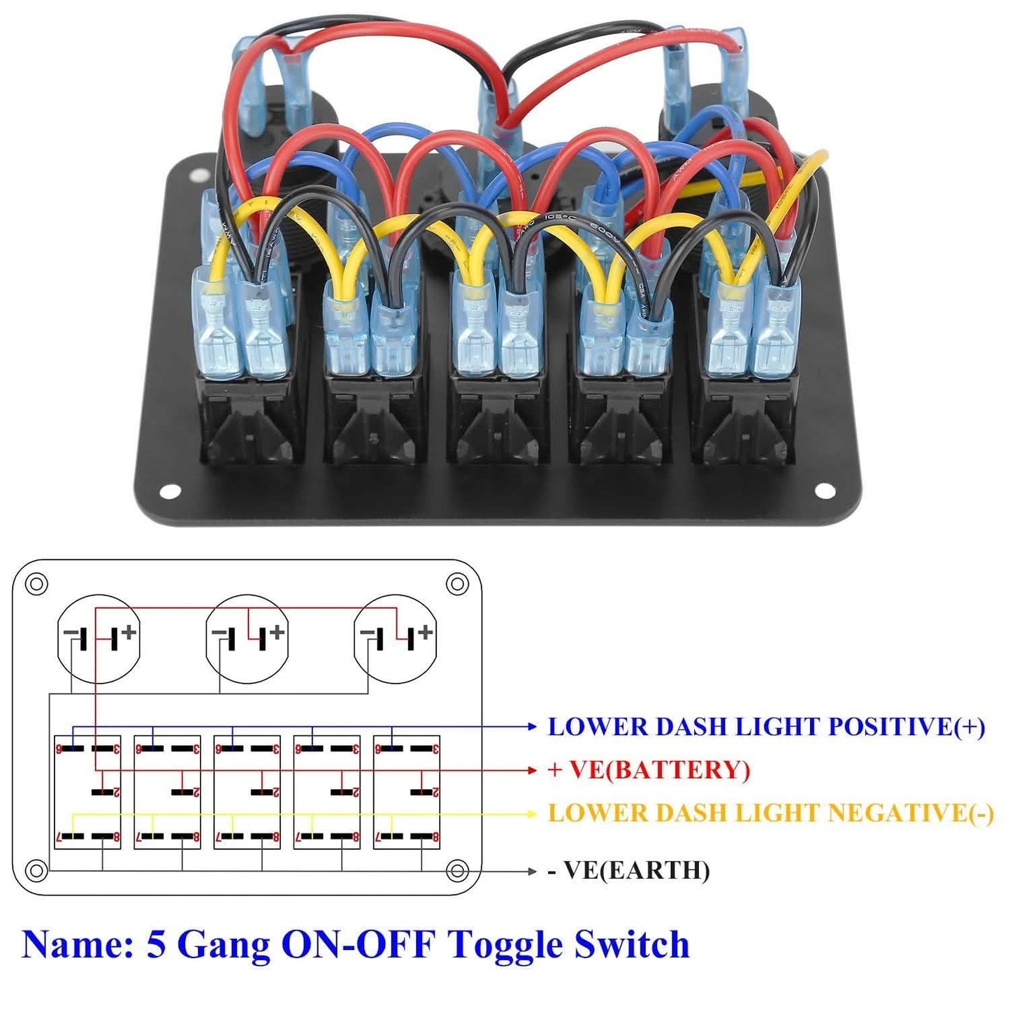 5 Gang Marine Panel Switch Automotive - Tophatter Daily Deals