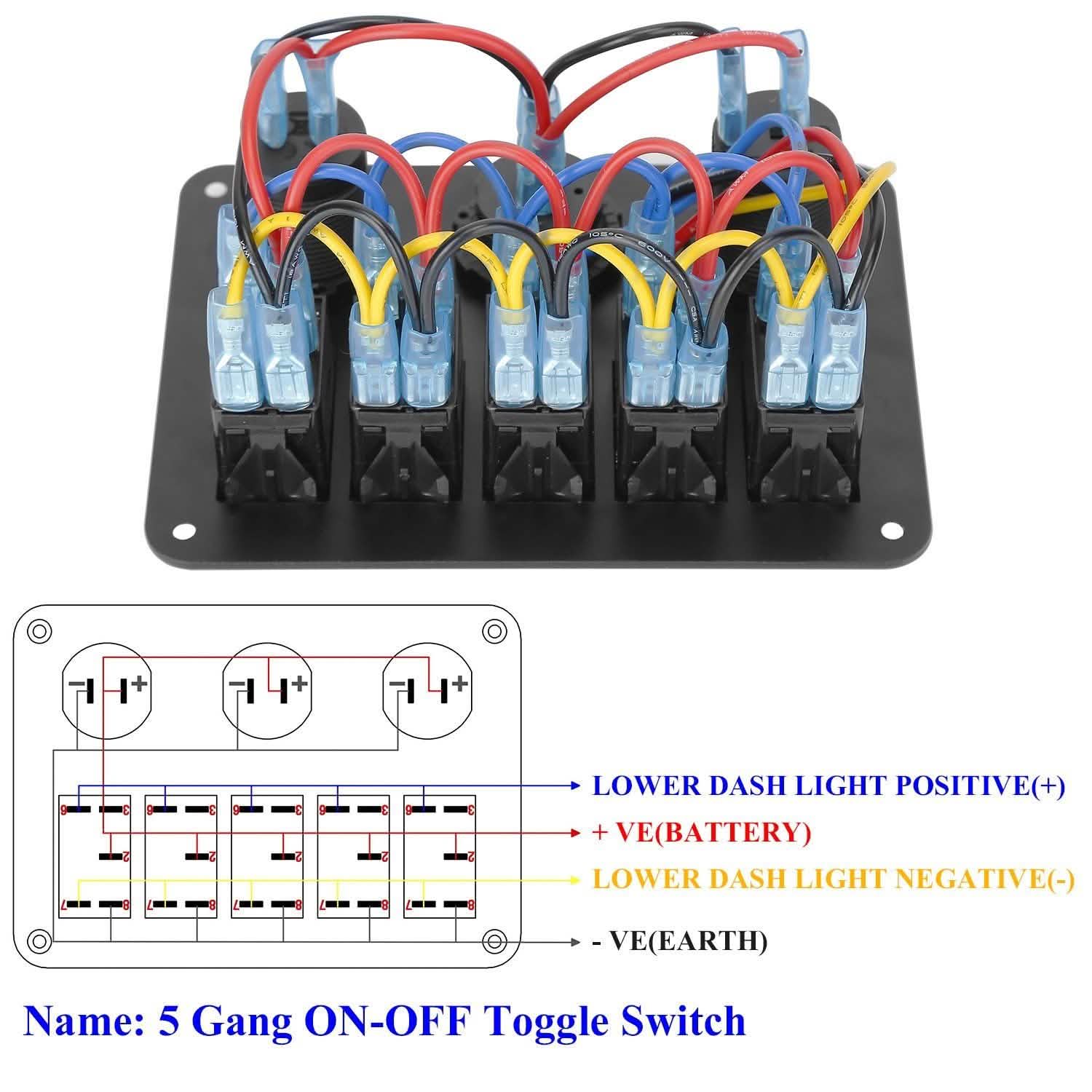 5 Gang Marine Panel Switch Automotive - Tophatter Daily Deals