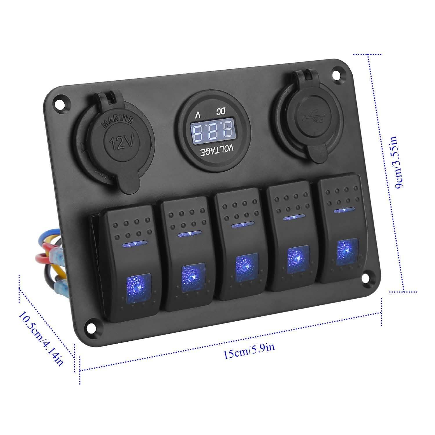 5 Gang Marine Panel Switch Automotive - Tophatter Daily Deals