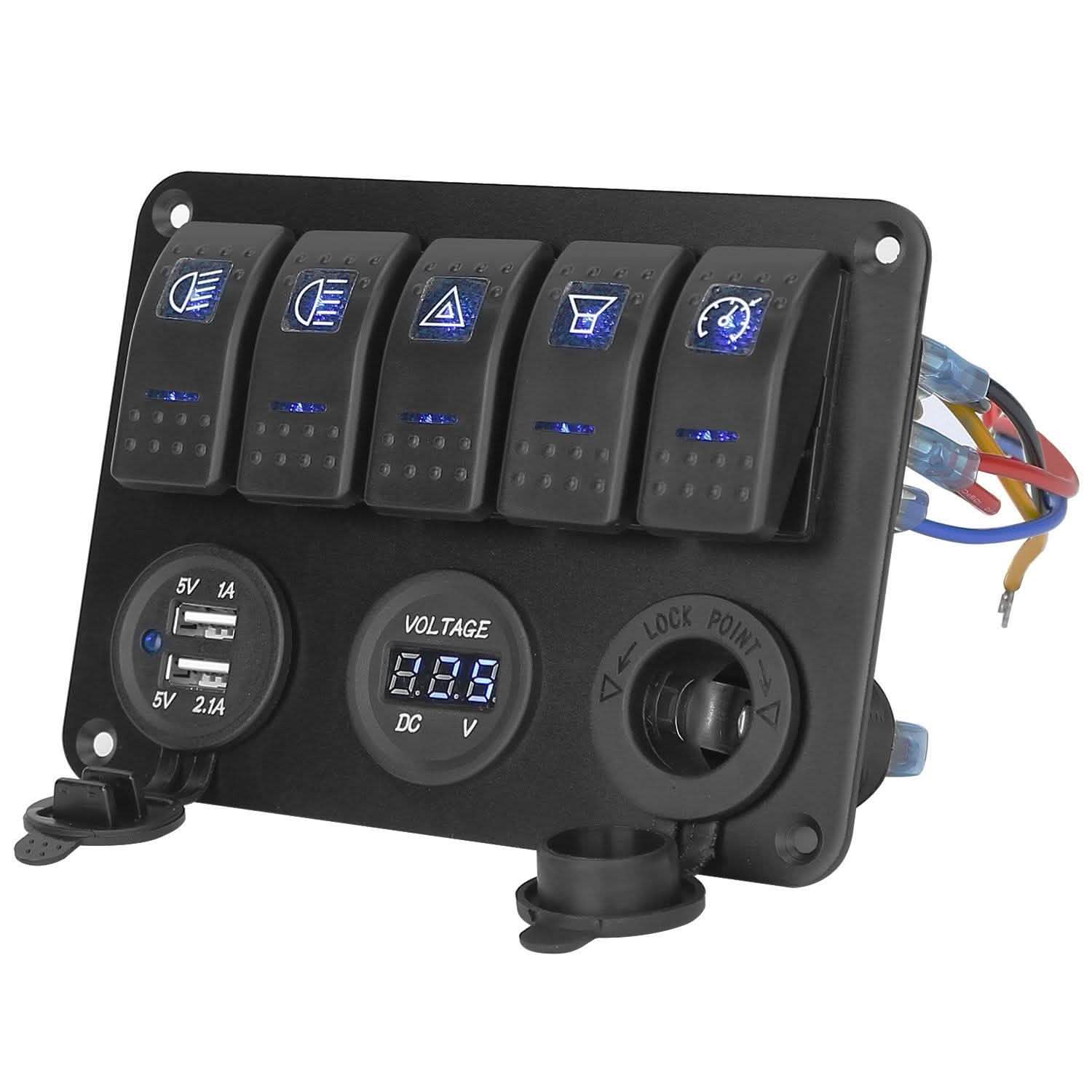 5 Gang Marine Panel Switch Automotive - Tophatter Daily Deals