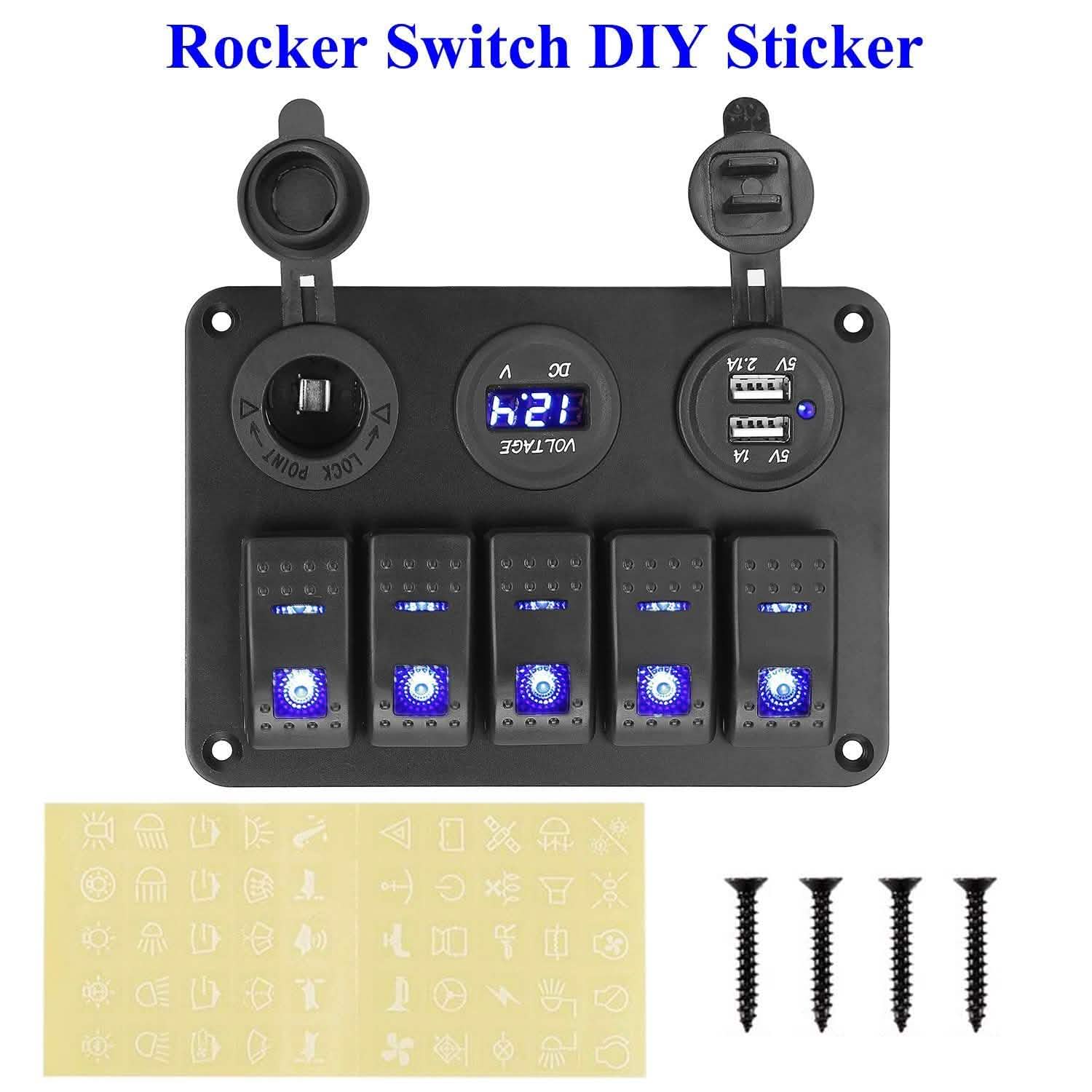 5 Gang Marine Panel Switch Automotive - Tophatter Daily Deals