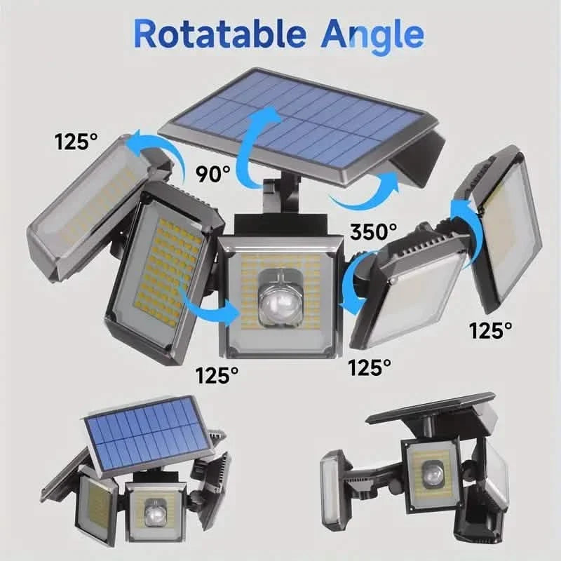 5 Heads Solar 300 LED Light Outdoor Motion Sensor Waterproof Wide-angle Illumination Wall Lamp Solar Outdoor Lights - Tophatter Daily Deals