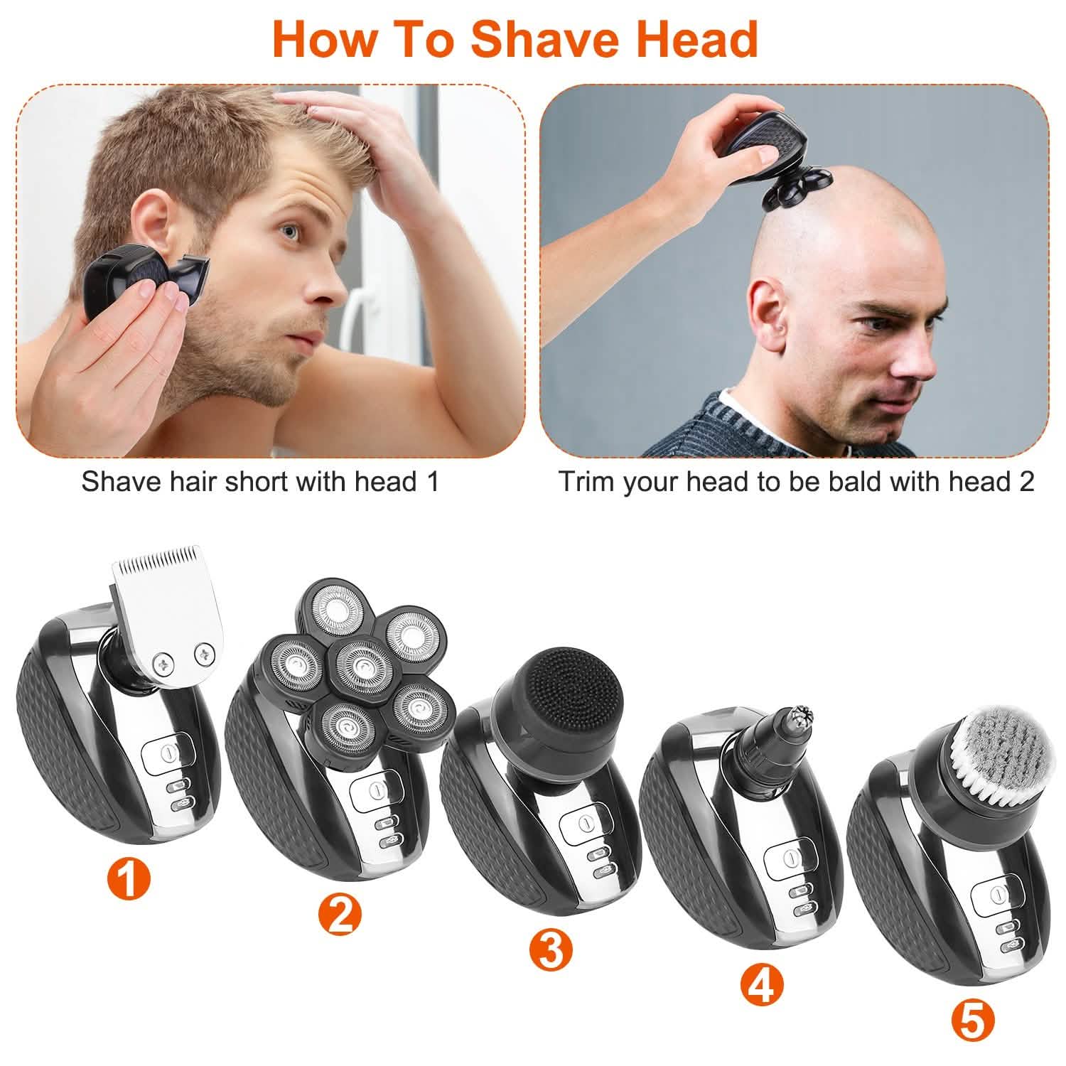 5-in-1 Electric Razor For Bald Men Men's Grooming - Tophatter Daily Deals