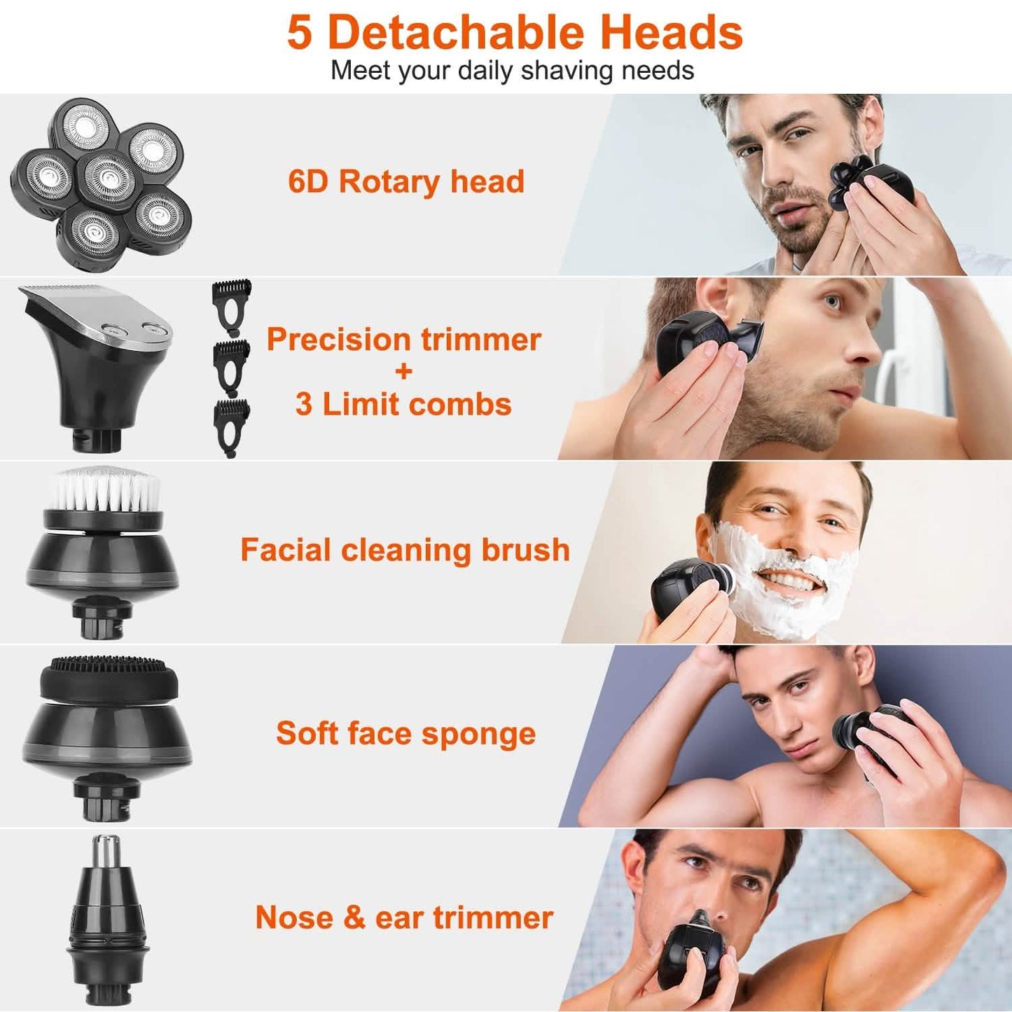 5-in-1 Electric Razor For Bald Men Men's Grooming - Tophatter Daily Deals