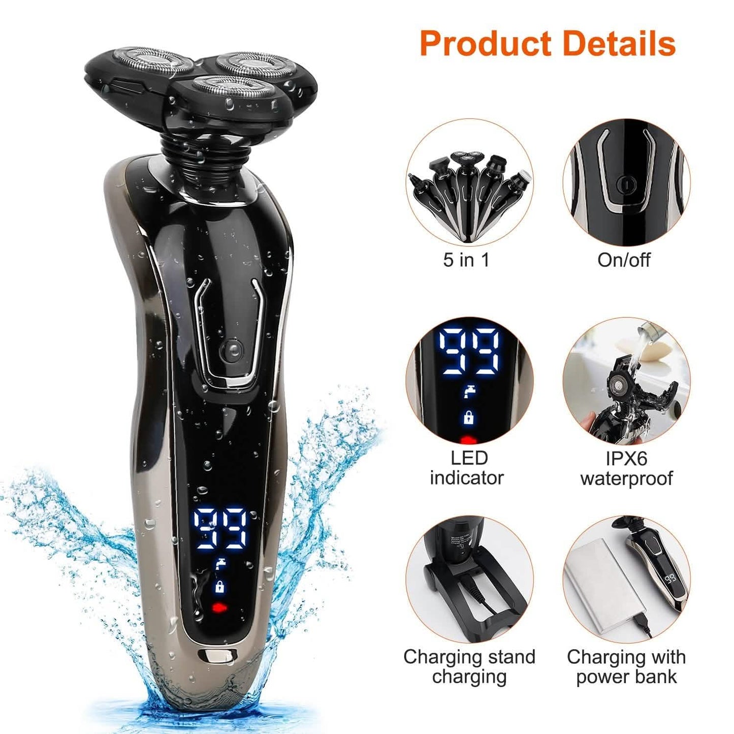 5-in-1 Electric Razor Shaver Men's Grooming - Tophatter Daily Deals