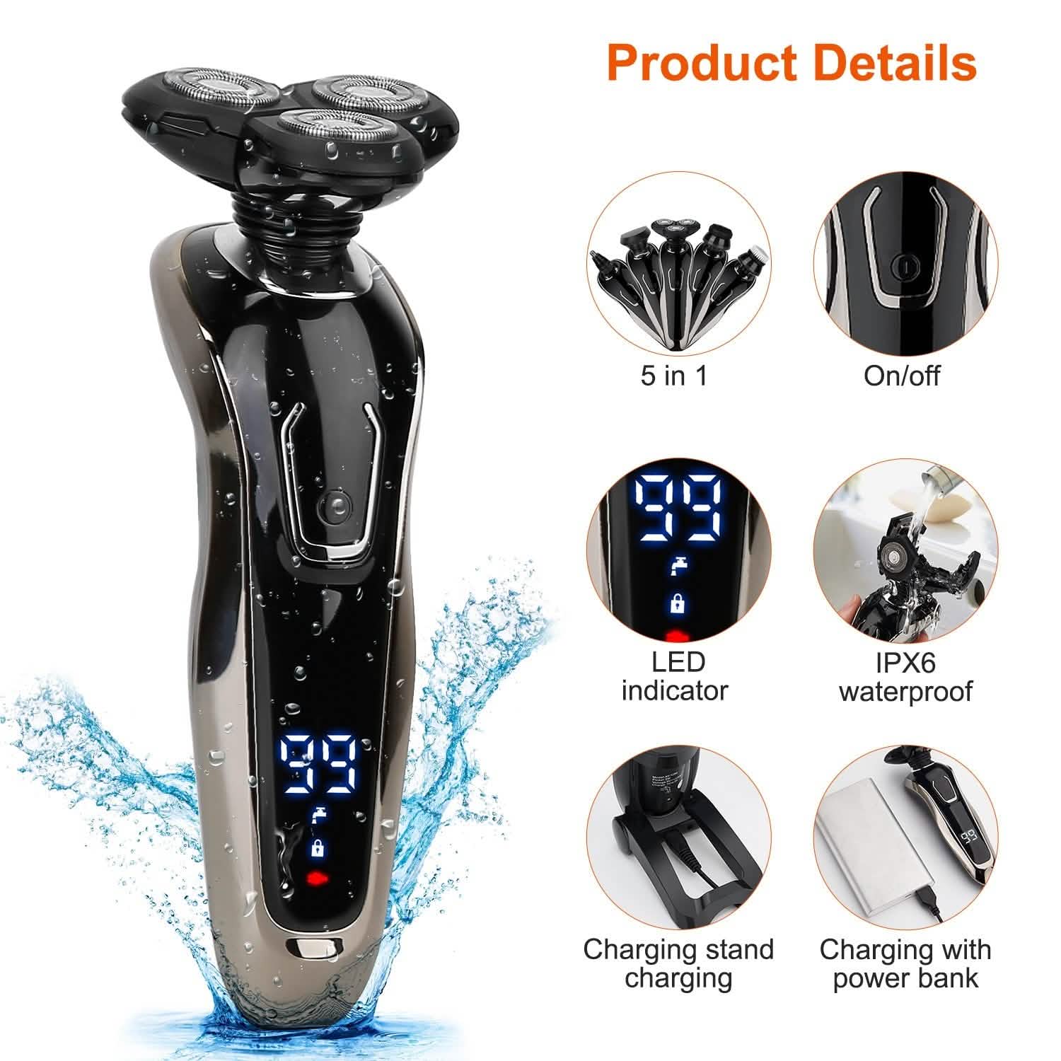 5-in-1 Electric Razor Shaver Men's Grooming - Tophatter Daily Deals