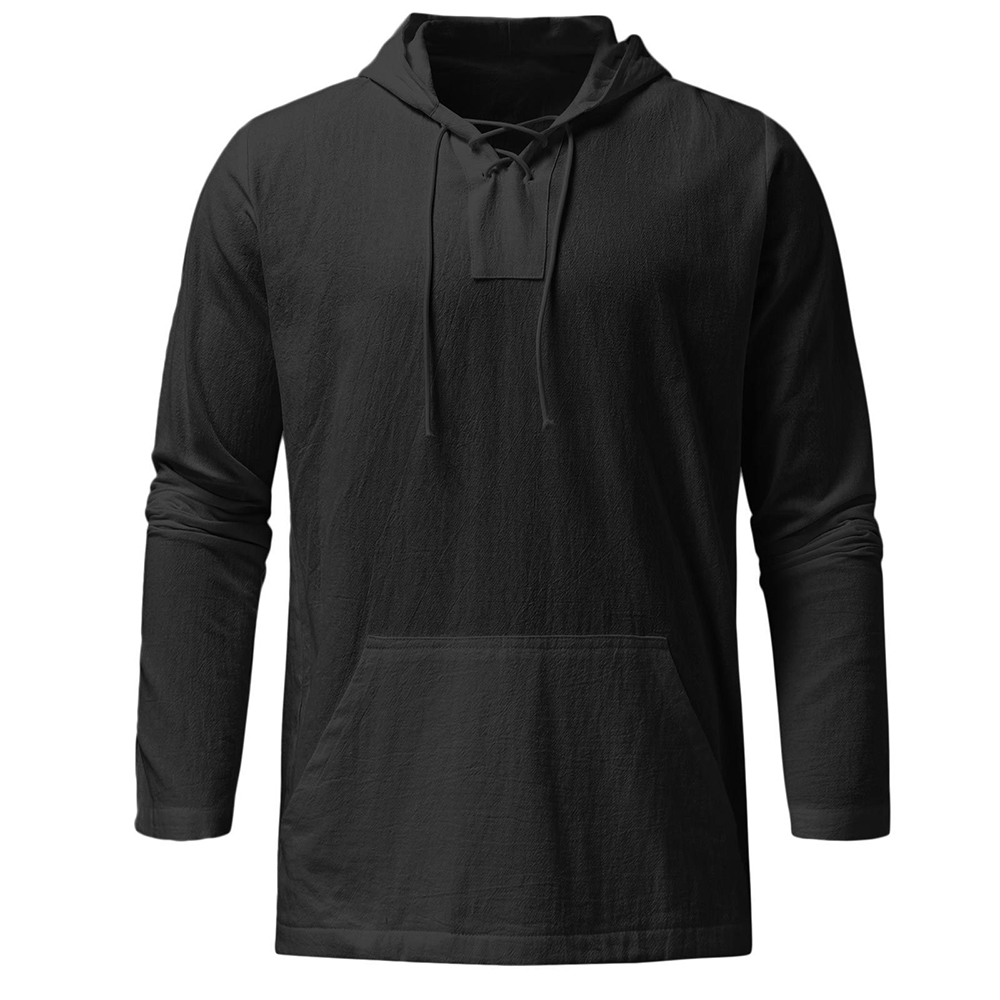 Lightweight Casual Mens Pullover - Laceup V Neck, Linen - Tophatter Daily Deals