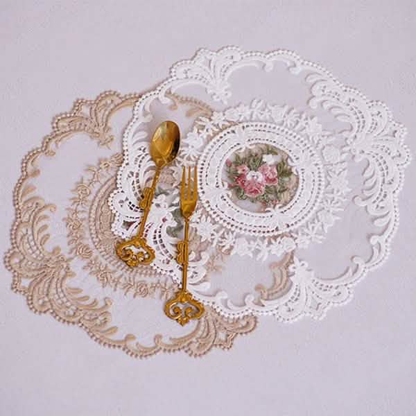 5-Pack: 3 Styles Vintage Lace Embroidery Placemat Wine & Dining - Tophatter Daily Deals