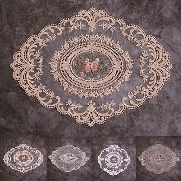 5-Pack: 3 Styles Vintage Lace Embroidery Placemat Wine & Dining - Tophatter Daily Deals