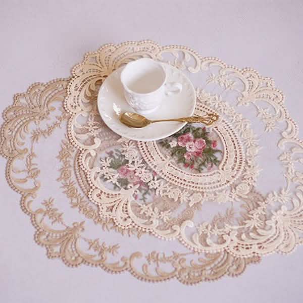 5-Pack: 3 Styles Vintage Lace Embroidery Placemat Wine & Dining - Tophatter Daily Deals