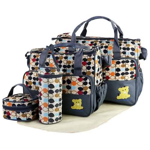 5-Pack: Baby Nappy Diaper Bag Set Gray Baby Gear - Tophatter Daily Deals