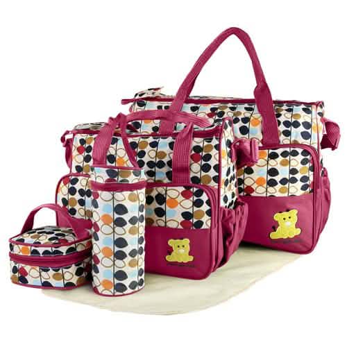 5-Pack: Baby Nappy Diaper Bag Set Red Baby Gear - Tophatter Daily Deals