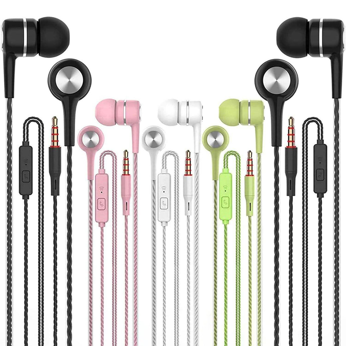 5-Pack: Earbuds Earphones with Microphone In-Ear Headphones - Tophatter Daily Deals