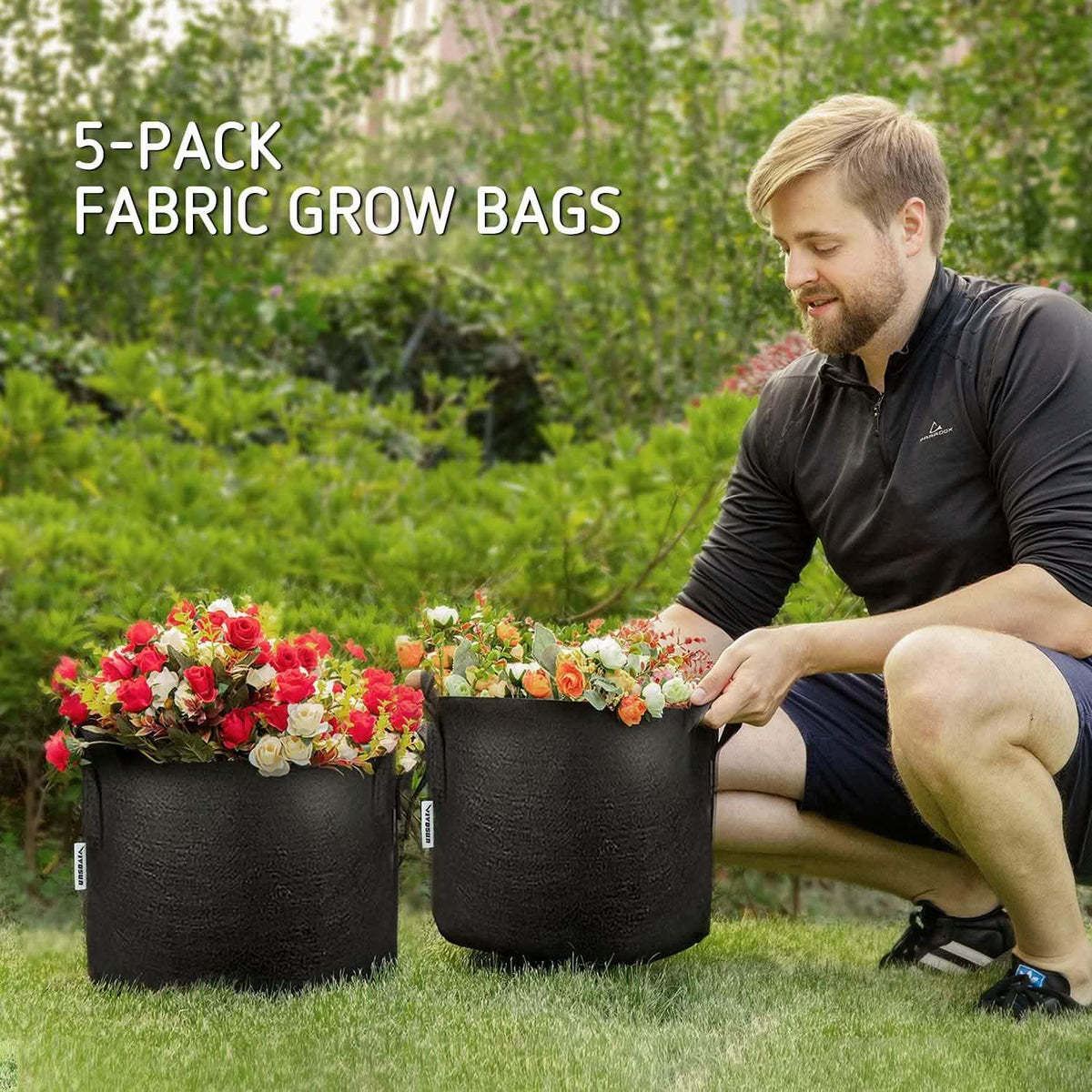 5-Pack: Plant Grow Bags Garden & Patio - Tophatter Daily Deals