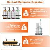 5-Pack: Shower Caddy Shelves with 18 Inbuilt Hooks Bath - Tophatter Daily Deals