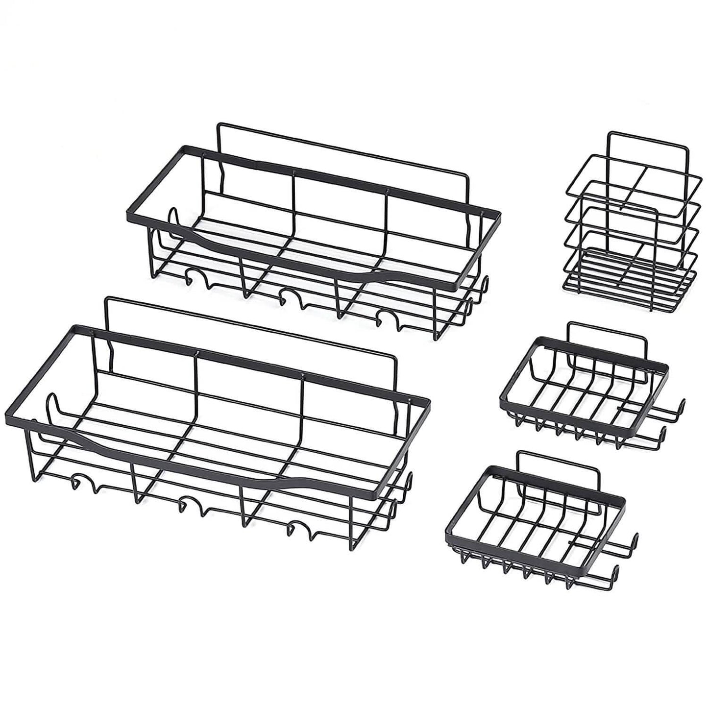 5-Pack: Shower Caddy Shelves with 18 Inbuilt Hooks Bath - Tophatter Daily Deals