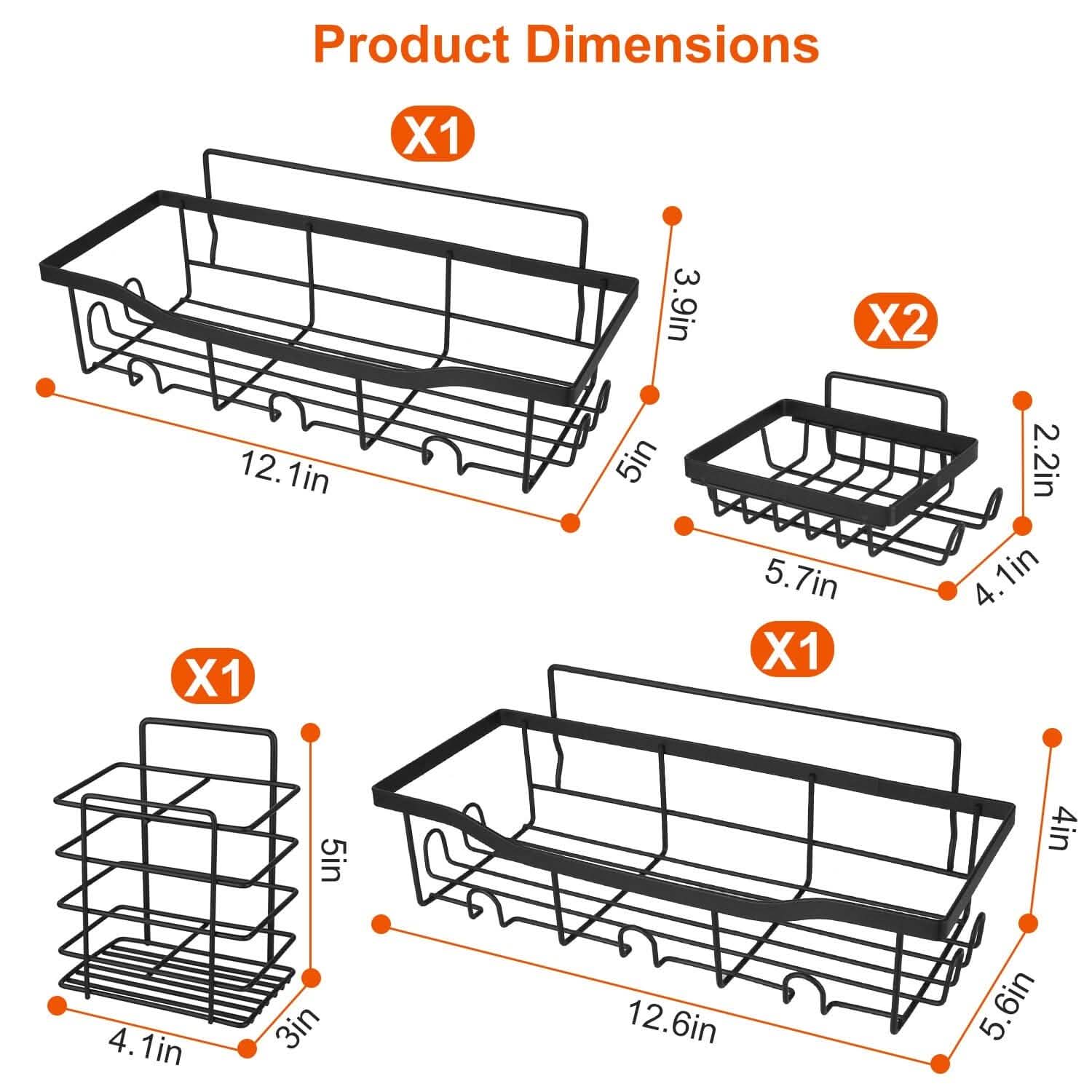 5-Pack: Shower Caddy Shelves with 18 Inbuilt Hooks Bath - Tophatter Daily Deals