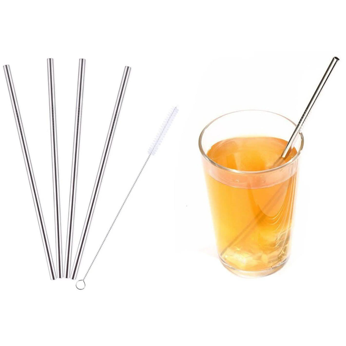 5-Pack: Stainless Steel Bend Or Straight Drinking Straws Wine & Dining - Tophatter Daily Deals