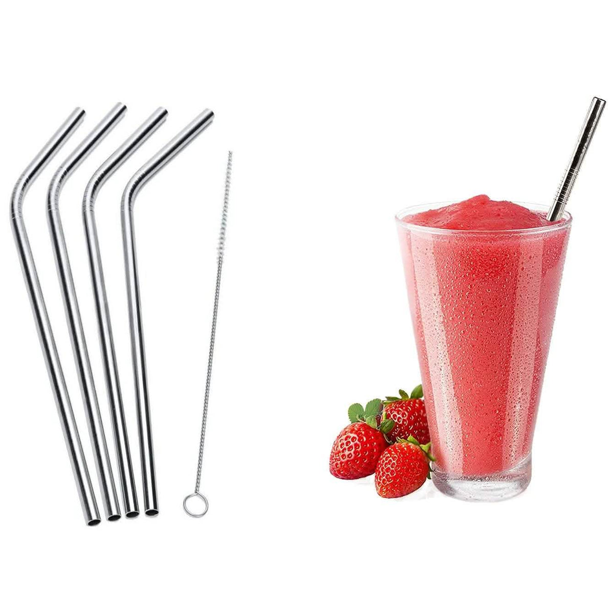 5-Pack: Stainless Steel Bend Or Straight Drinking Straws Wine & Dining - Tophatter Daily Deals