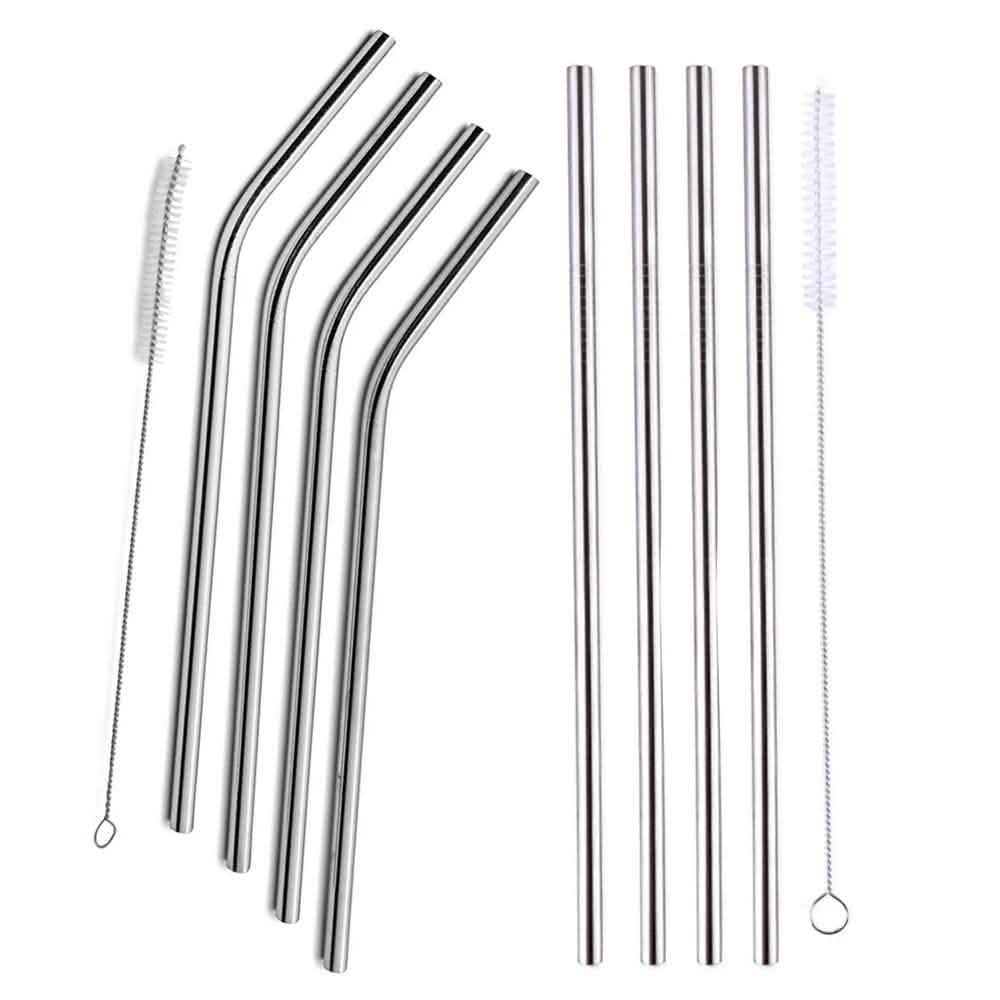 5-Pack: Stainless Steel Bend Or Straight Drinking Straws Wine & Dining - Tophatter Daily Deals