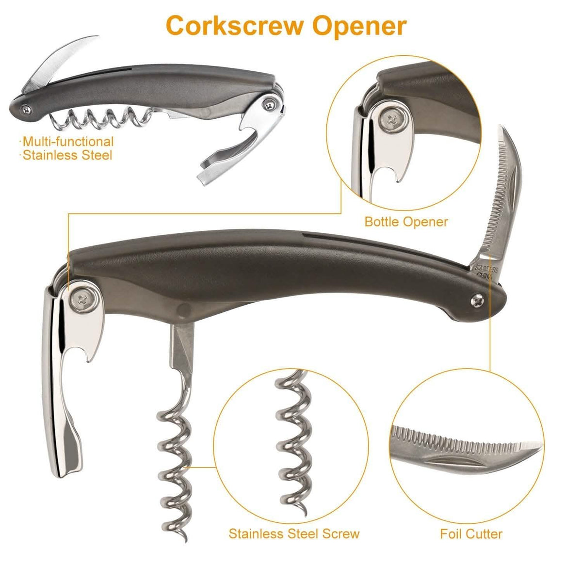 5-Pack: Wine Bottle Opener Set Wine & Dining - Tophatter Daily Deals