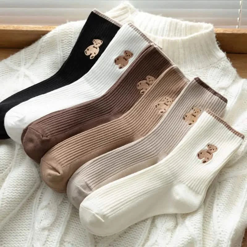 5-Pairs: Bear Embroidery Low Cut Ankle Socks Women's Socks & Hosiery - Tophatter Daily Deals