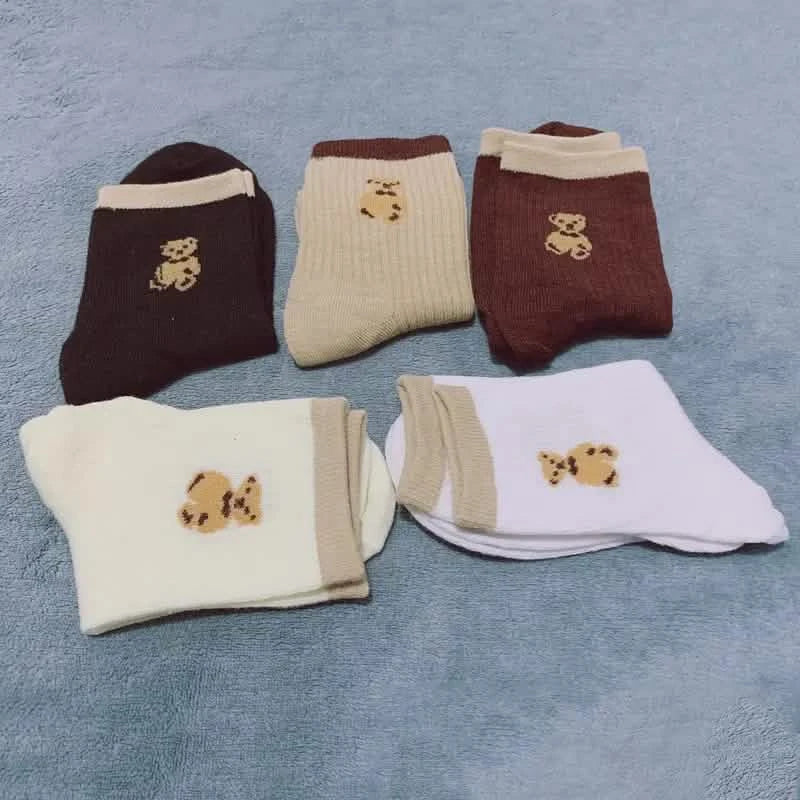 5-Pairs: Bear Embroidery Low Cut Ankle Socks Women's Socks & Hosiery - Tophatter Daily Deals