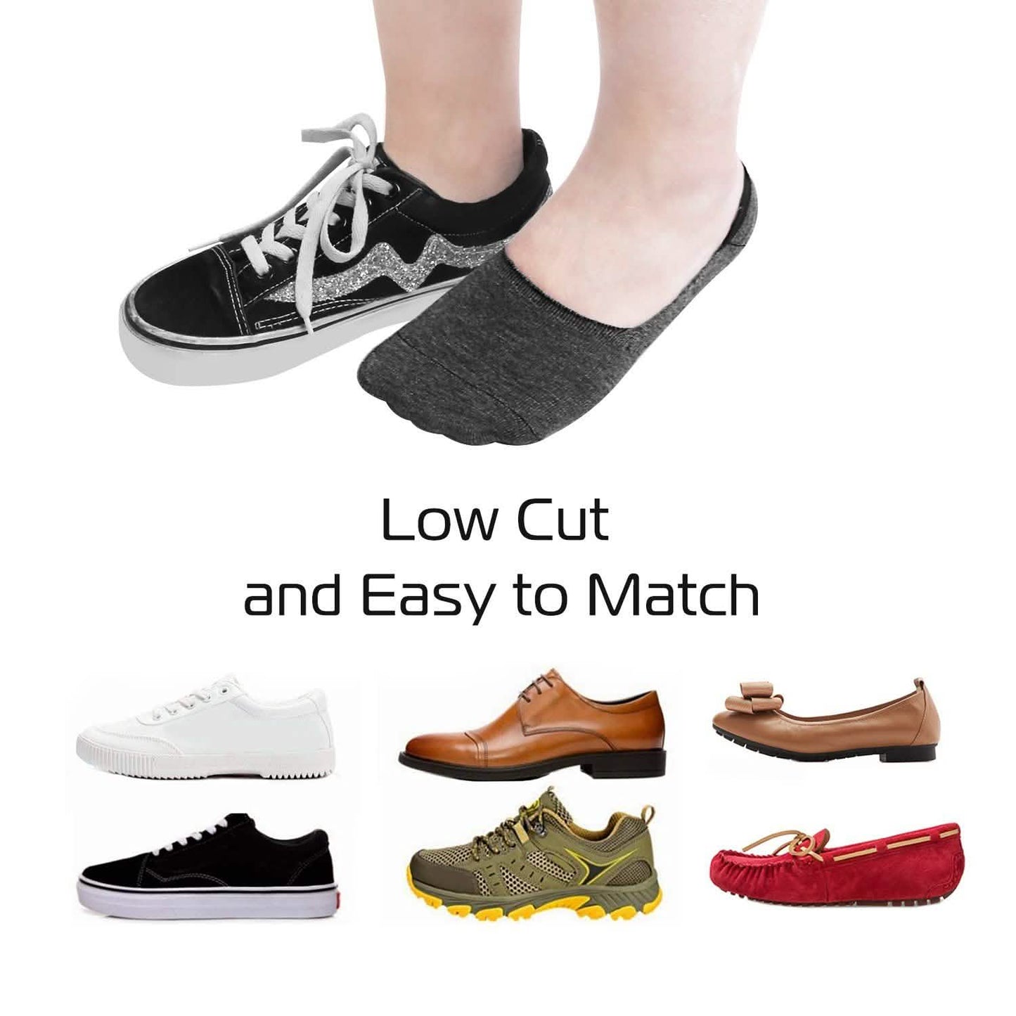 5-Pairs: Breathable No Show Boat Socks Non-Slip Women's Socks & Hosiery - Tophatter Daily Deals