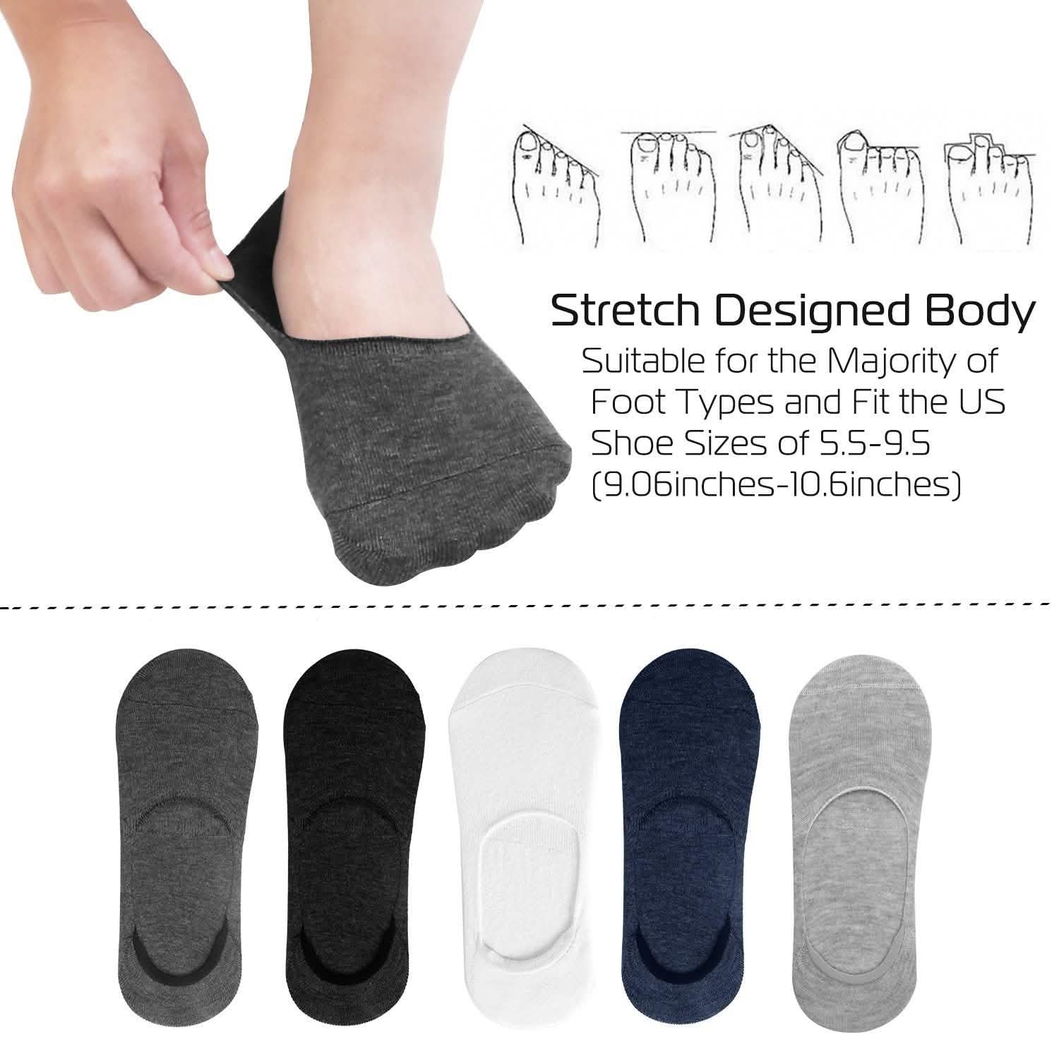 5-Pairs: Breathable No Show Boat Socks Non-Slip Women's Socks & Hosiery - Tophatter Daily Deals