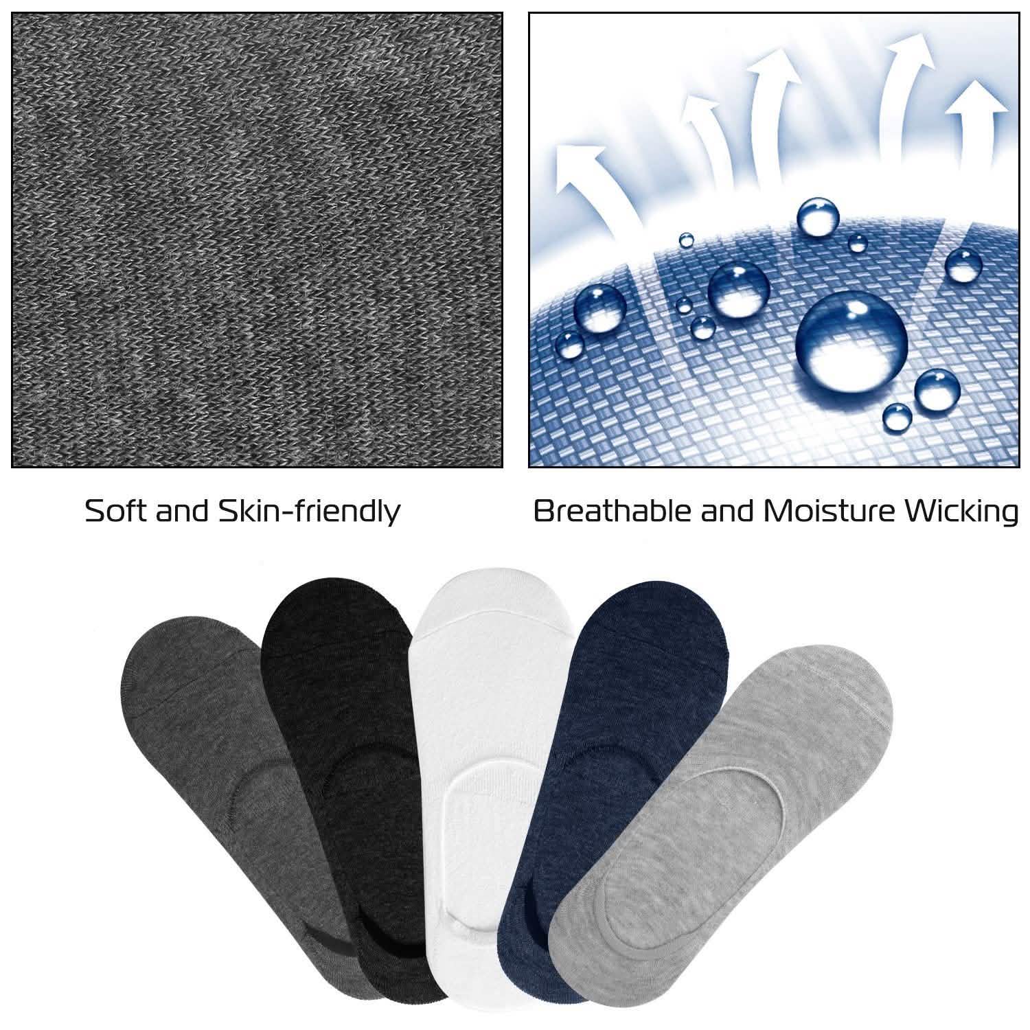 5-Pairs: Breathable No Show Boat Socks Non-Slip Women's Socks & Hosiery - Tophatter Daily Deals
