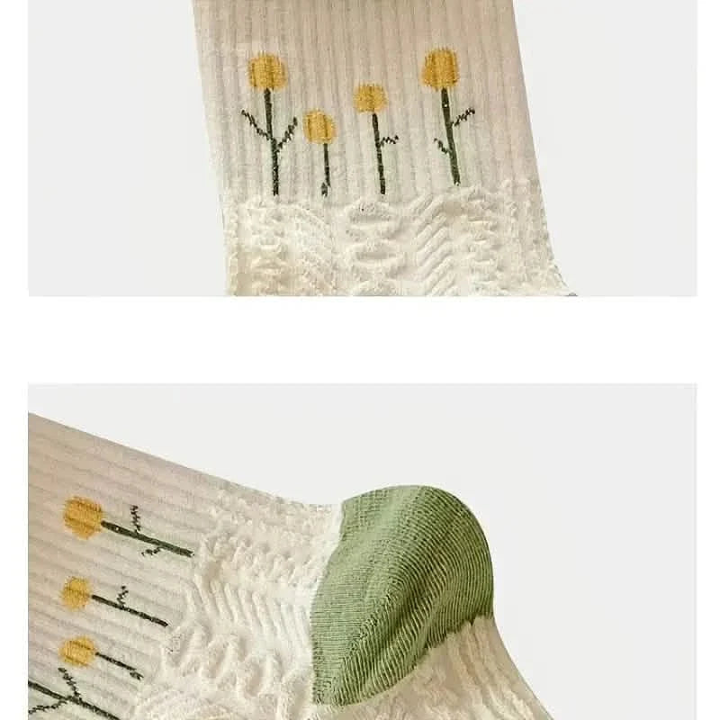 5-Pairs: Stylish Retro Floral Socks Women's Socks & Hosiery - Tophatter Daily Deals