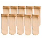 5-Pairs: Ultra-Soft Plush Lined Thermal Socks - Comfy Mid Tube Socks Beige Women's Socks & Hosiery - Tophatter Daily Deals