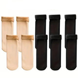 5-Pairs: Ultra-Soft Plush Lined Thermal Socks - Comfy Mid Tube Socks Black Beige Women's Socks & Hosiery - Tophatter Daily Deals