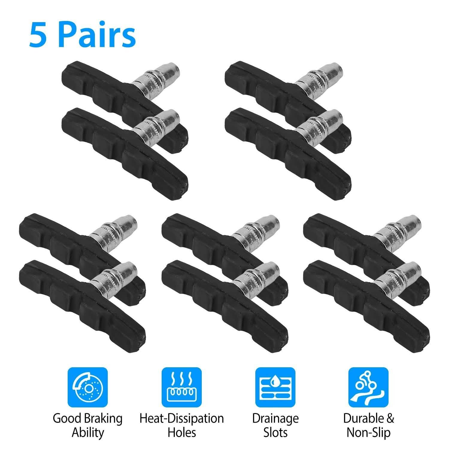 5-Pairs: V Bike Brake Pads Outdoor Recreation - Tophatter Daily Deals